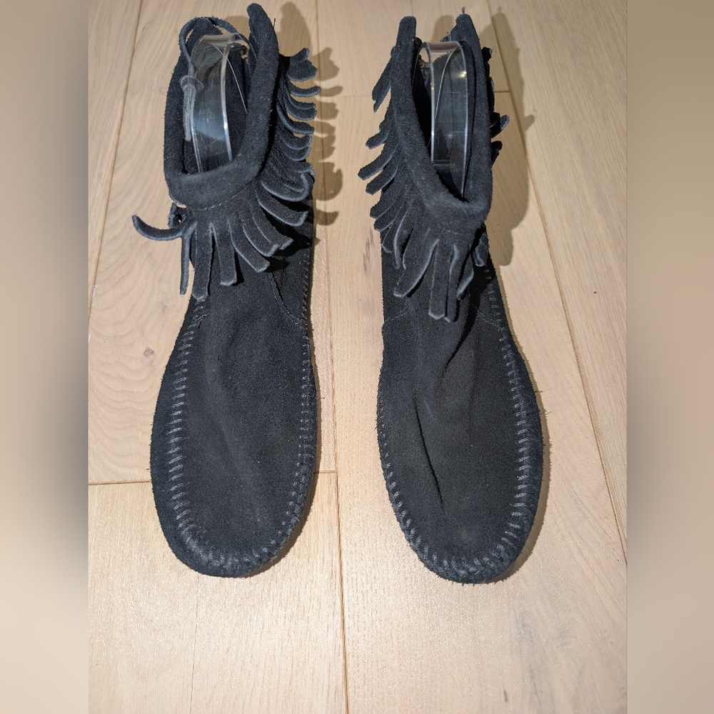 Black Fringe Women's Ankle Boots